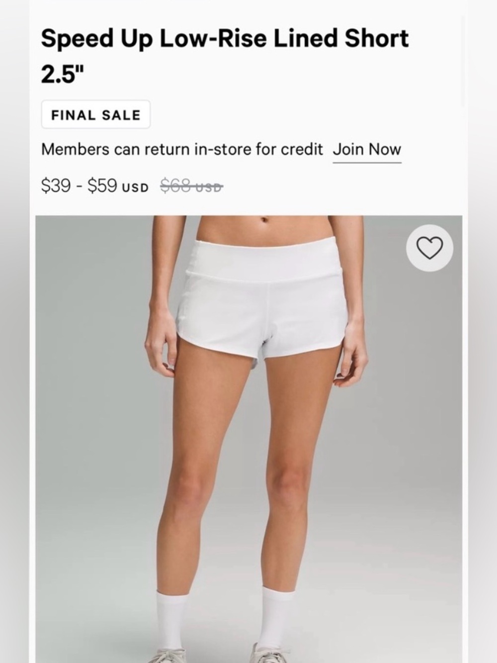Lululemon White Shorts